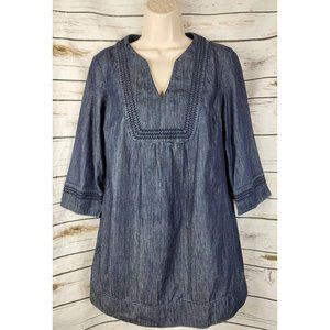 Boden Denim Shift Dress US10 UK14 Womens Embroidered 100% Cotton